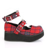 Demonia SPRITE-02 Red Plaid Maryjane Platform Shoes