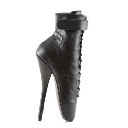 Devious BALLET-1025 Leather Padlock Spike Heeled Boots