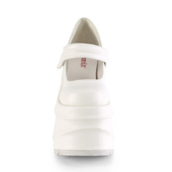 Demonia WAVE-32 White Vegan Platform Wedge Pumps