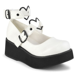 Demonia SPRITE-02 White Vegan Maryjane Platform Shoes