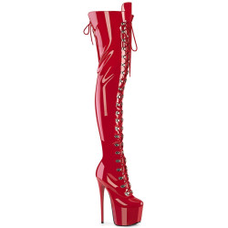 Pleaser JUBILANT-4012 Red Lace-up Crotch High Boots
