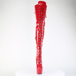 Pleaser JUBILANT-4012 Red Lace-up Crotch High Boots