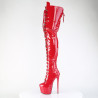 Pleaser JUBILANT-4012 Red Lace-up Crotch High Boots