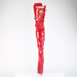Pleaser JUBILANT-4012 Red Lace-up Crotch High Boots