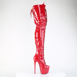 Pleaser JUBILANT-4012 Red Lace-up Crotch High Boots