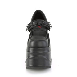 Demonia WAVE-48 Black Vegan Platform Wedge Pumps