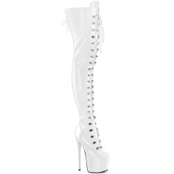 Pleaser JUBILANT-4012 White Lace-up Crotch High Boots