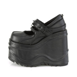 Demonia WAVE-48 Black Vegan Platform Wedge Pumps