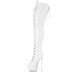 Pleaser JUBILANT-4012 White Lace-up Crotch High Boots