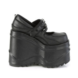 Demonia WAVE-48 Black Vegan Platform Wedge Pumps