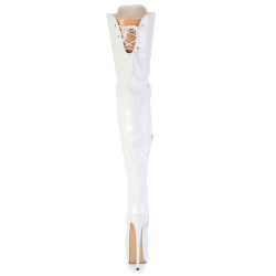 Pleaser JUBILANT-4012 White Lace-up Crotch High Boots