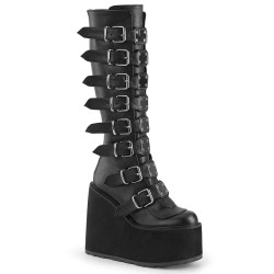 Demonia SWING-815 Black Vegan Platform Knee High Boots