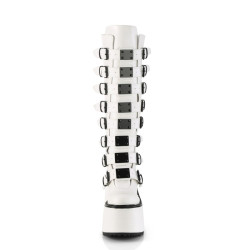 Demonia SWING-815 White Vegan Platform Knee High Boots
