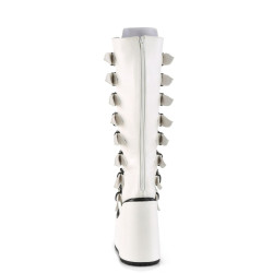 Demonia SWING-815 White Vegan Platform Knee High Boots