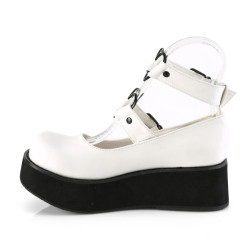 Demonia SPRITE-02 White Vegan Maryjane Platform Shoes