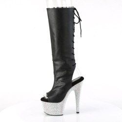Pleaser BEJEWELED-2018-7 Black Vegan Leather Silver