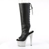 Pleaser BEJEWELED-2018-7 Black Vegan Leather Silver