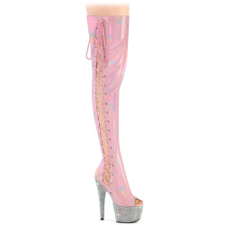 Pleaser BEJEWELED-3052HG-7 Rose Hologram Patent Silver