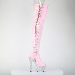 Pleaser BEJEWELED-3052HG-7 Rose Hologram Patent Silver