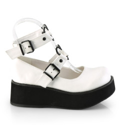 Demonia SPRITE-02 White Vegan Maryjane Platform Shoes