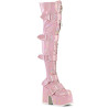 Demonia CAMEL-305 Rose Hologram Chunky Thigh High Boots