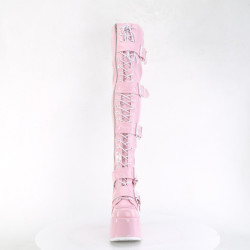 Demonia CAMEL-305 Rose Hologram Chunky Thigh High Boots