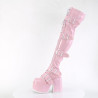 Demonia CAMEL-305 Rose Hologram Chunky Thigh High Boots