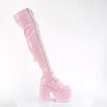 Demonia CAMEL-305 Rose Hologram Chunky Thigh High Boots