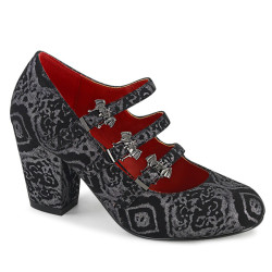 Demonia VIVIKA-38 Black Silver Maryjane Block Heel Pumps
