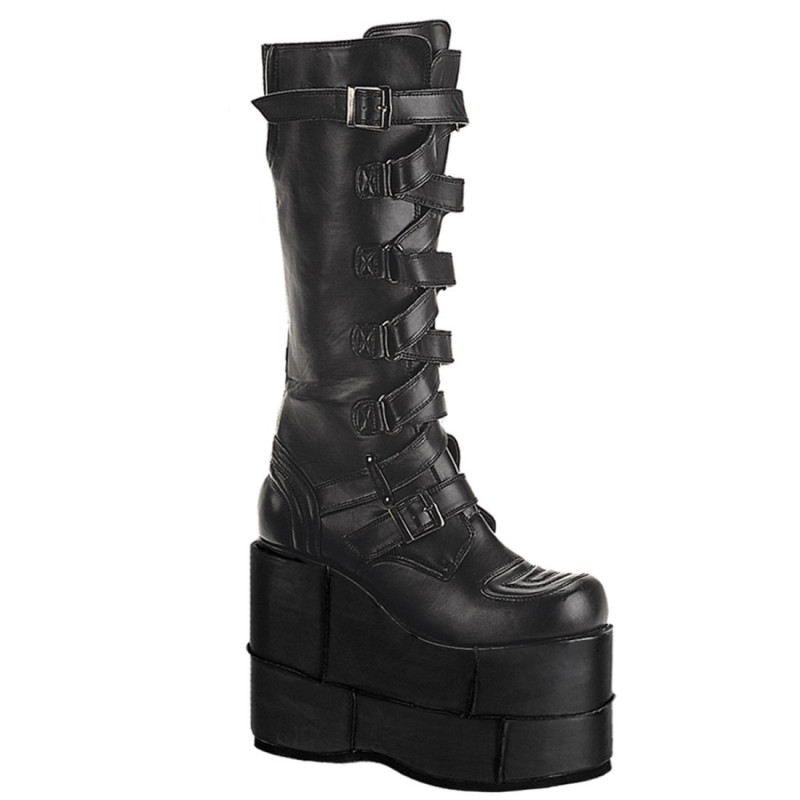 Demonia STACK-308 Black Vegan Cyber Platform Men Boots