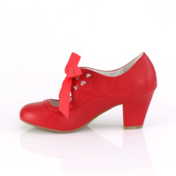 Pin Up Couture WIGGLE-32 Red Cuben Heel Retro Pumps