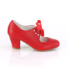 Pin Up Couture WIGGLE-32 Red Cuben Heel Retro Pumps