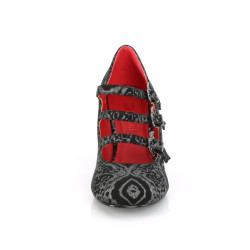 Demonia VIVIKA-38 Black Silver Maryjane Block Heel Pumps