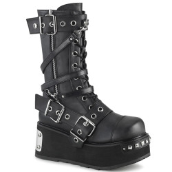 Demonia TRASHVILLE-250 Black Vegan Platform Knee Boots