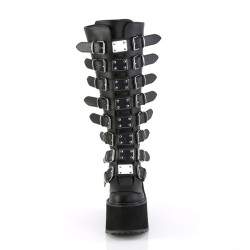 Demonia SWING-815WC Black Vegan Platform Knee Boots
