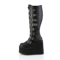 Demonia SWING-815WC Black Vegan Platform Knee Boots