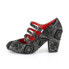 Demonia VIVIKA-38 Black Silver Maryjane Block Heel Pumps
