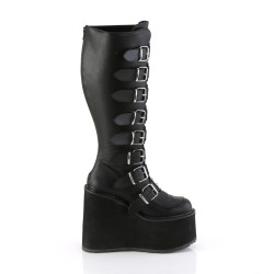 Demonia SWING-815WC Black Vegan Platform Knee Boots