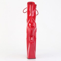 Pleaser WORSHIP-1020 Red Patent High Heeled Ankle Boots