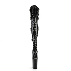 Pleaser INFINITY-3028 Patent Buckle Thigh High Boots