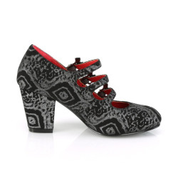 Demonia VIVIKA-38 Black Silver Maryjane Block Heel Pumps