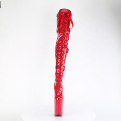 Pleaser INFINITY-3028 Red Buckle Thigh High Boots