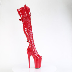 Pleaser INFINITY-3028 Red Buckle Thigh High Boots