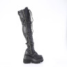Demonia SHAKER-420 Black Platform Thigh High Wedge Boots