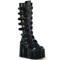 Demonia SWING-815 Black Hologram Platform Knee Boots