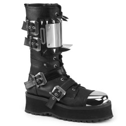 Demonia GRAVEDIGGER-250 Black Vegan Platform Men Boots
