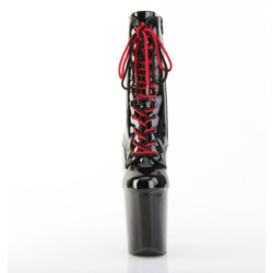 Pleaser XTREME-1020-1 Patent Black-Red Chrome Boots