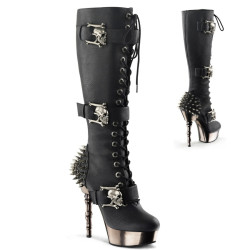 Demonia MUERTO-2028 Black Vegan Platform Knee High Boots