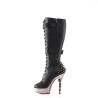 Demonia MUERTO-2028 Black Vegan Platform Knee High Boots