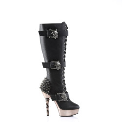 Demonia MUERTO-2028 Black Vegan Platform Knee High Boots